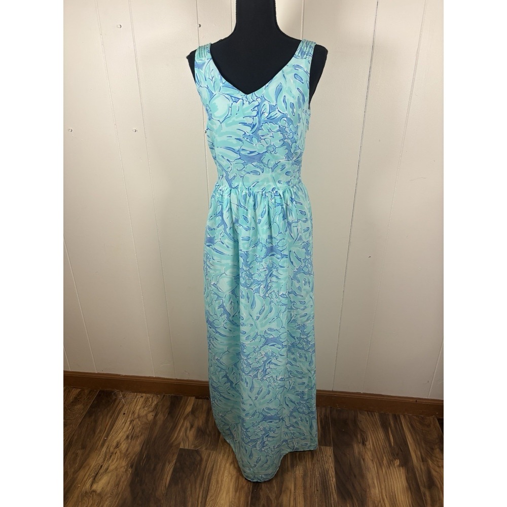 Vineyard Vines Capri Blue Floral Sleeveless‎ V-Neck Maxi Dress 0